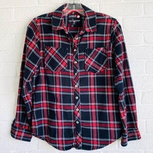 Canada Weathergear Flannel Shirt Buffalo Black Red Plaid Warm Medium Cotton